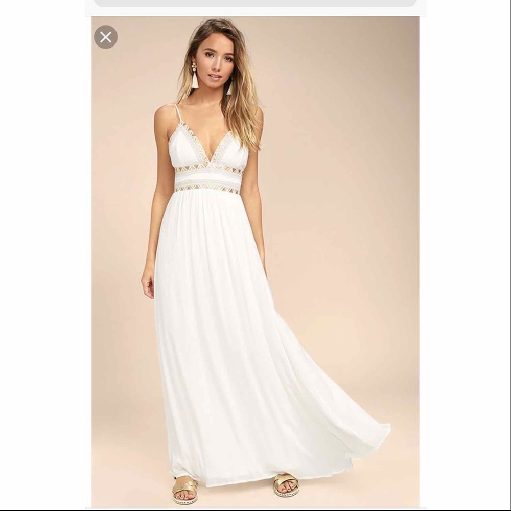 Lulus white maxi dress with embroidered detail